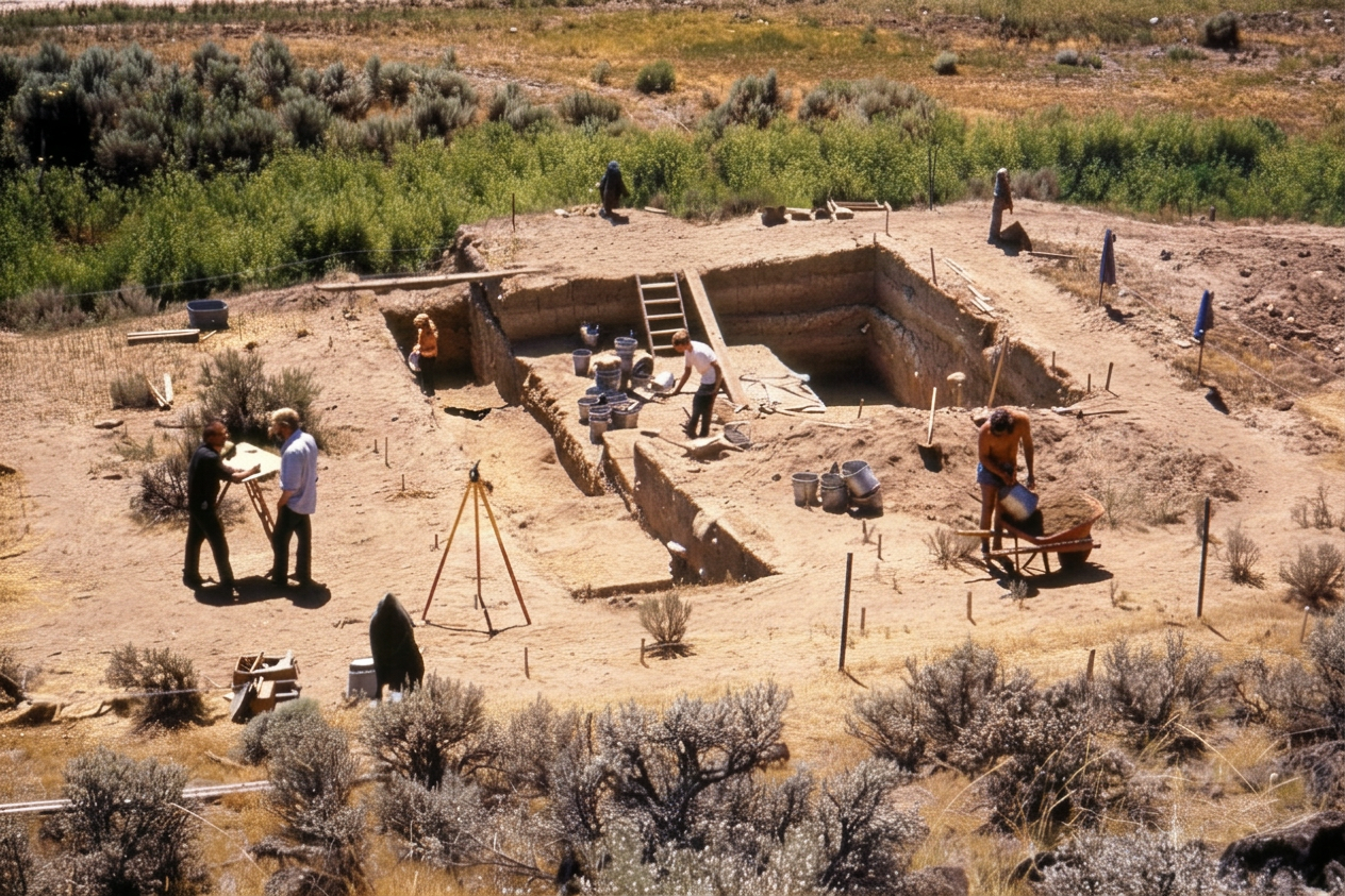 Lighten the shadows on the excavation walls so they are softer and less dark, while preserving the excavation layout, people, tools, textures, colors, framing, and all other details exactly as they are.